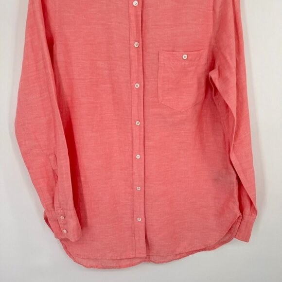 J. Crew Womens Coral Button-Up Shirt top tunic  Size 8 Linen Blend long sleeve - Picture 6 of 12
